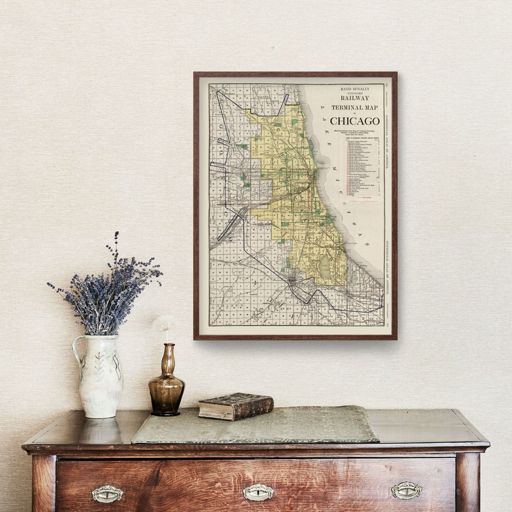 Vintage Map of Chicago, Illinois 1924